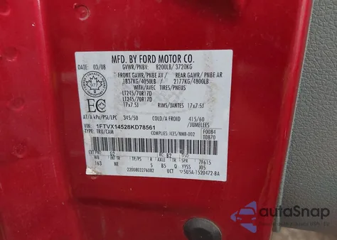 2008 Ford F-150 Xl/Xlt from USA, damaged, VIN 1FTVX14528KD78561